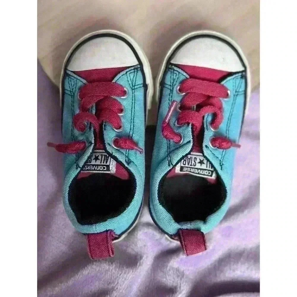 Infant’s Converse ‘CT Street Slip’ Trainers Blue With Hot Pink Laces Size 6 - Picture 6 of 8